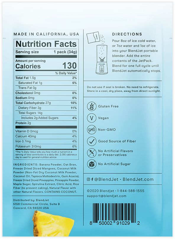 Tropical Blue nutrition facts and ingredients
