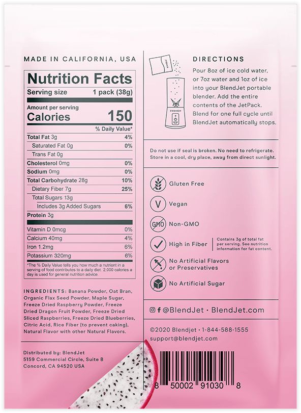Raspberry Dragon Fruit nutrition facts and ingredients